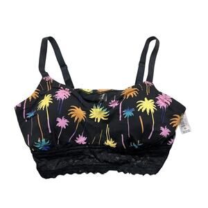 Torrid Women's Plus Size Rainbow Palm Tree Lace Hem Bralette Size 00 M/L New